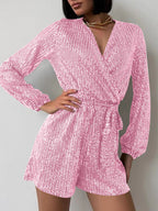 Spark Tie Waist Long Sleeve Romper | 7 Colors