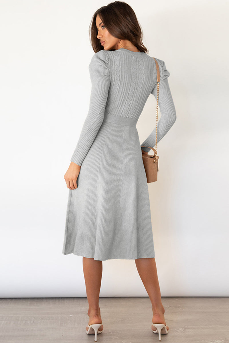 Daniela Round Neck Long Sleeve Tie Waist Sweater Dress | 5 Colors