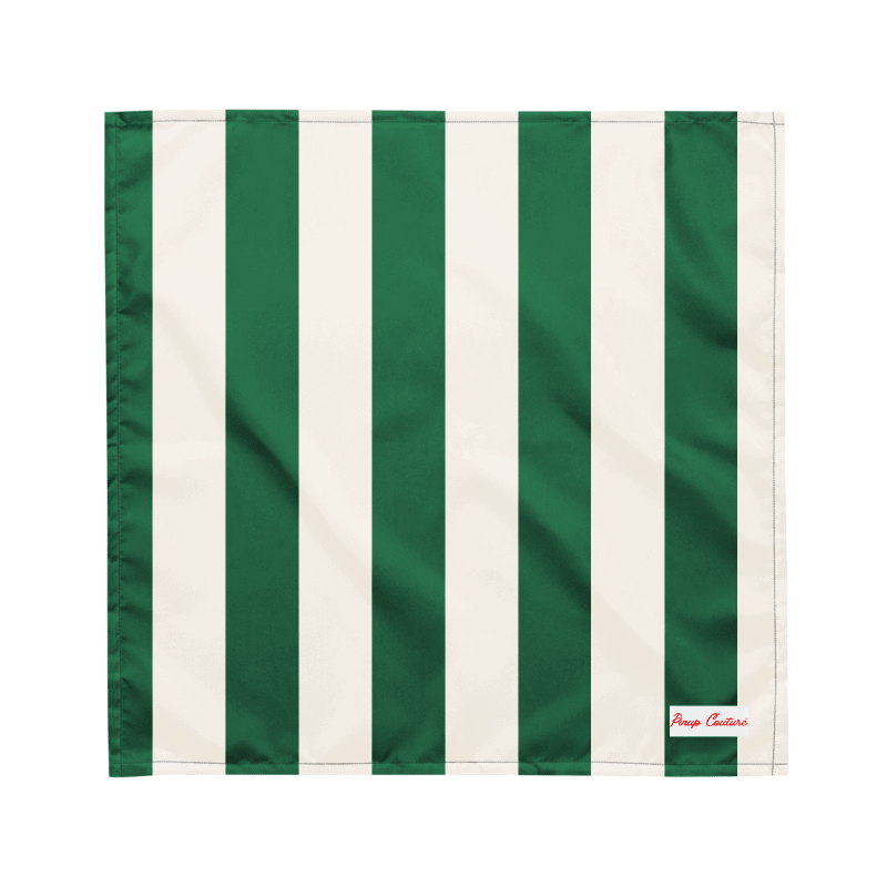 Cyndi Green and White Mark Stripe Bandana | Pinup Couture