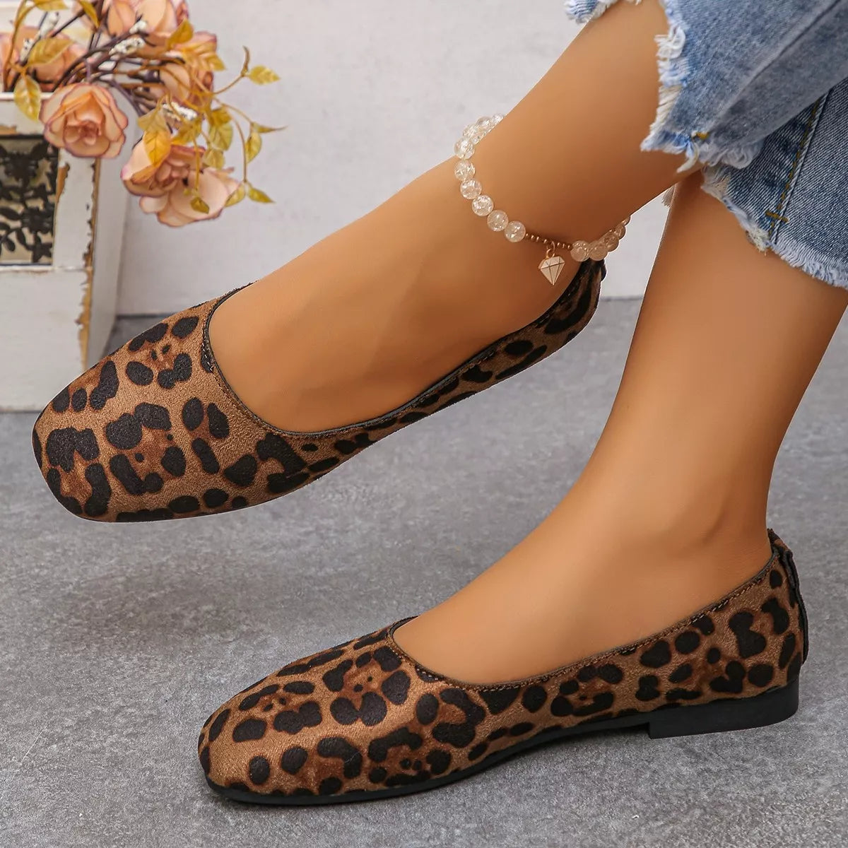 Audrey round toe ballet flats in leopard