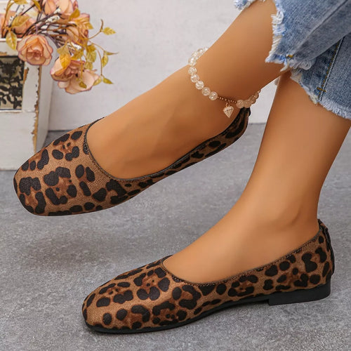 Audrey round toe ballet flats in leopard