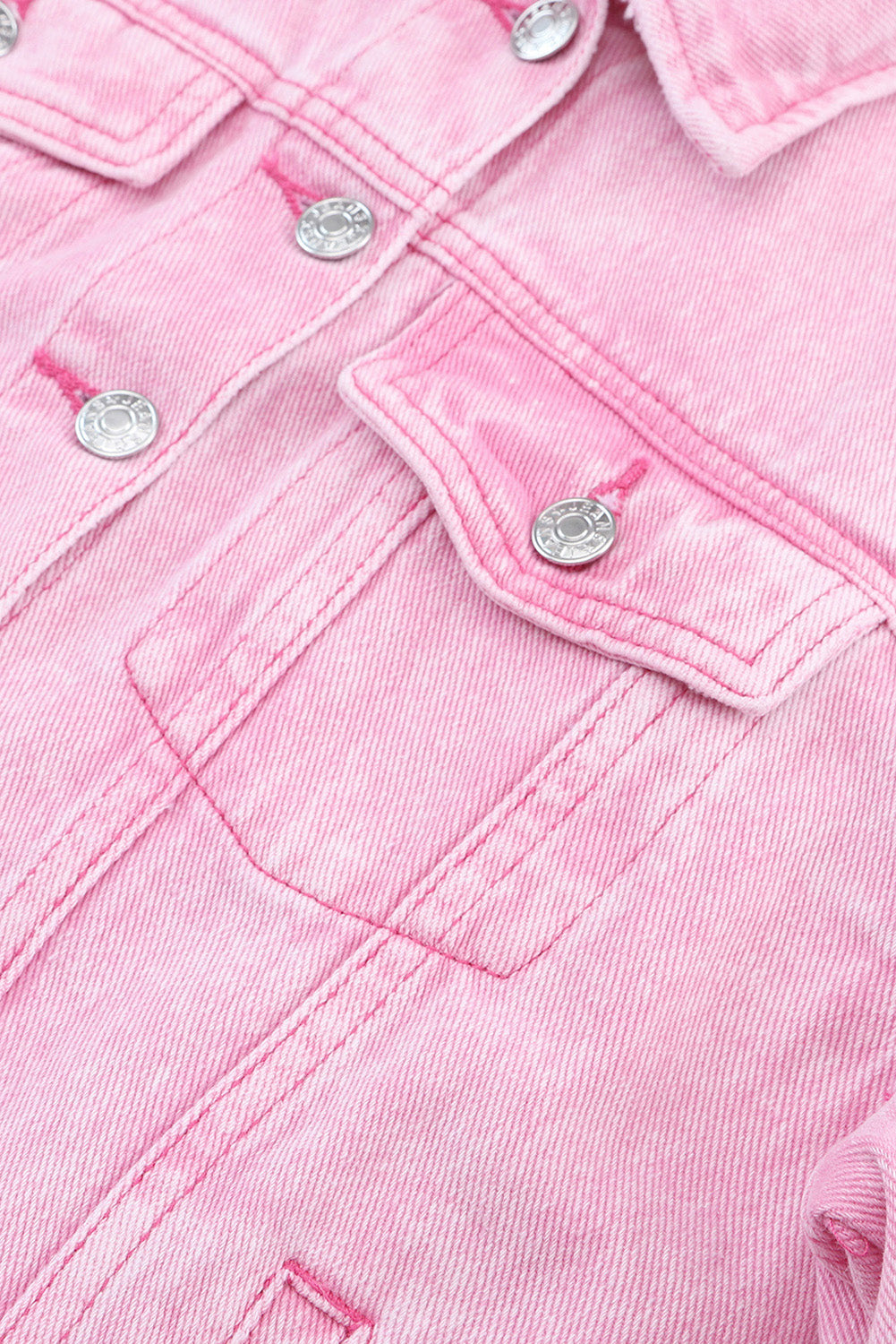 Pink Acid Wash Denim Jacket