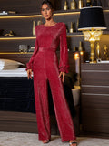 Carolina Perfee Cutout Round Neck Long Sleeve Jumpsuit