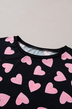 Isabella Heart Print Long Sleeve Top and Shorts Lounge Set | 2 Colors