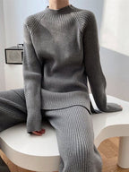 Sofia Mock Neck Raglan Sleeve Top and Pants Sweater Set | 4 Colors