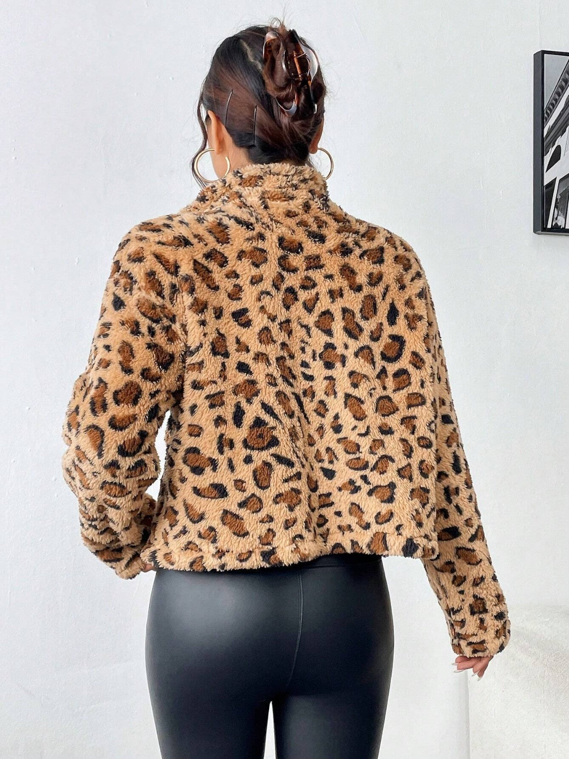 Adriana Fuzzy Leopard Zip Up Jacket