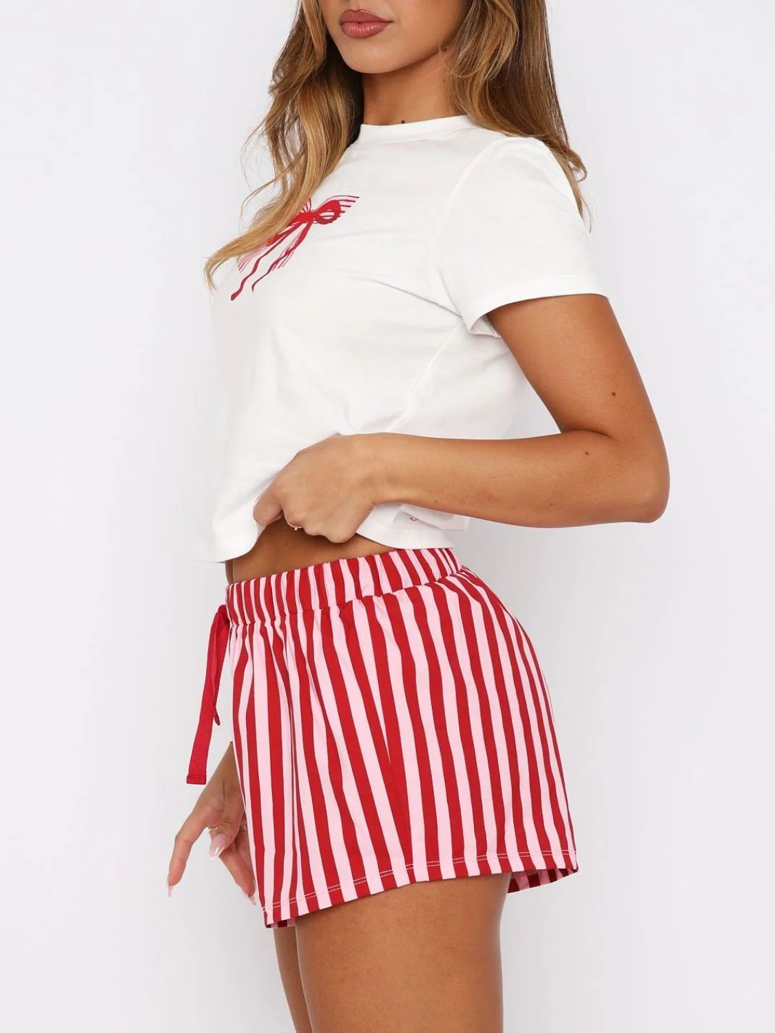 Giovanna Printed Round Neck Short Sleeve Top and Drawstring Shorts Set | 5 Colors