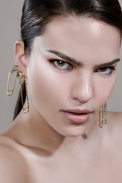 Small Twisted Safety Pin Earrings by Eklexic