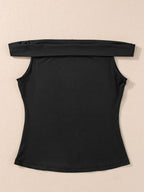 Cabaret Off-Shoulder Folded Slim Top in Black