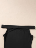 Cabaret Off-Shoulder Folded Slim Top in Black