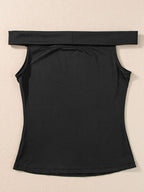 Cabaret Off-Shoulder Folded Slim Top in Black