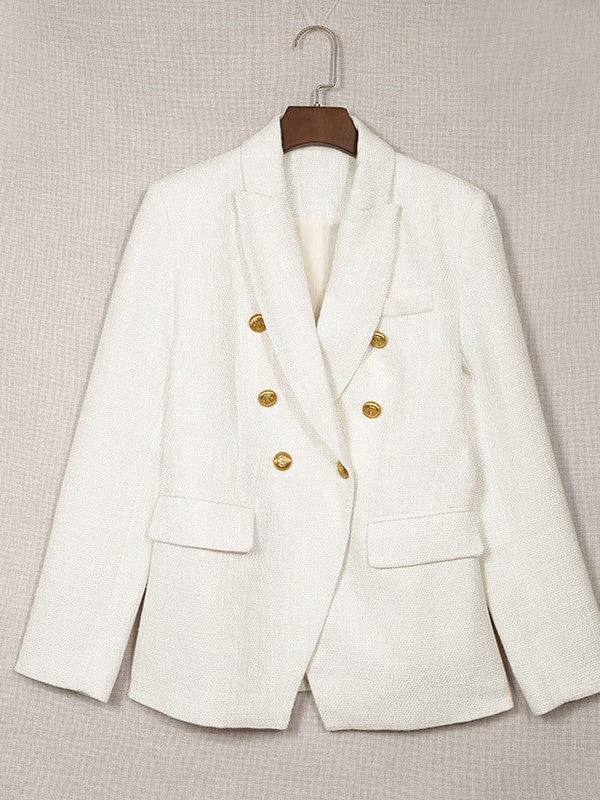 Elegant V Neck Double Breasted Solid Coat Dress