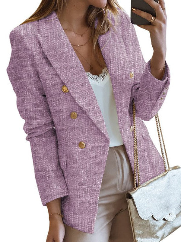 Elegant V Neck Double Breasted Solid Coat Dress