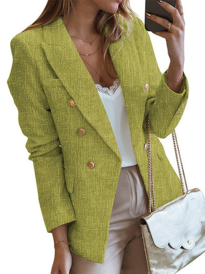 Elegant V Neck Double Breasted Solid Coat Dress