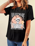 Nightmare Before Coffee checkerboard graphic tee in black by Pinup Girl Clothing