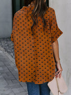 Weekender collared half sleeve shirt in rust dot, back view