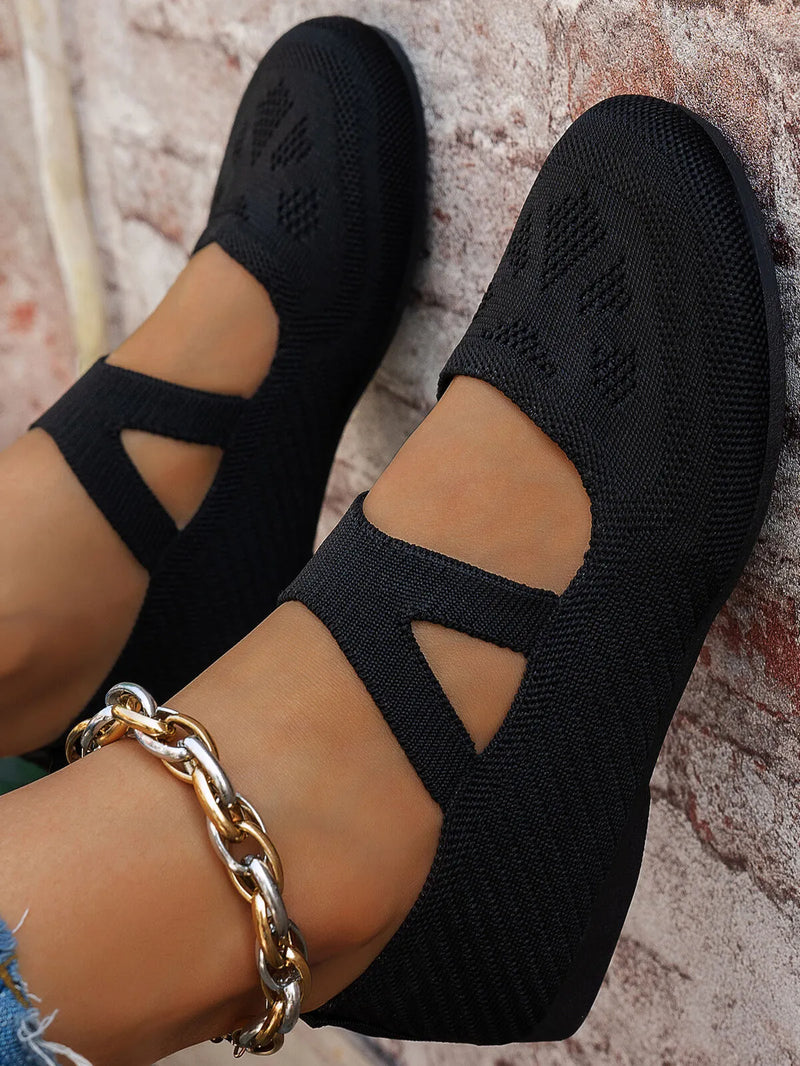 Woven X Strap Mesh Flats