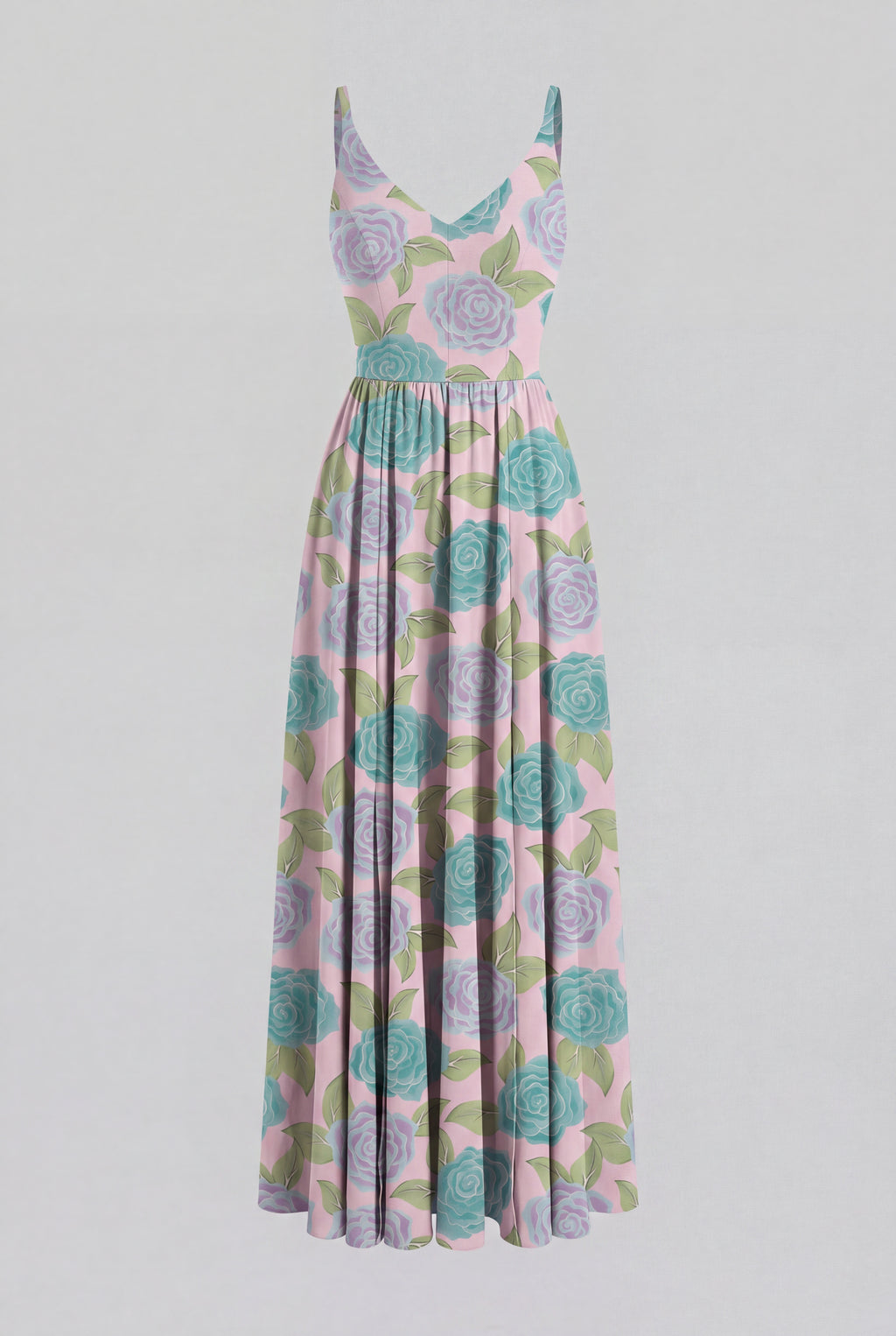 Amalie Daytime Maxi Gown in Pink Hydrangea Crepe