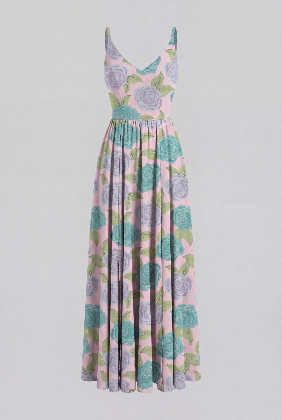 Amalie Daytime Maxi Gown in Pink Hydrangea Crepe
