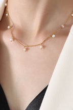 Emma 18K Gold-Plated Titanium Steel Pearl Necklace