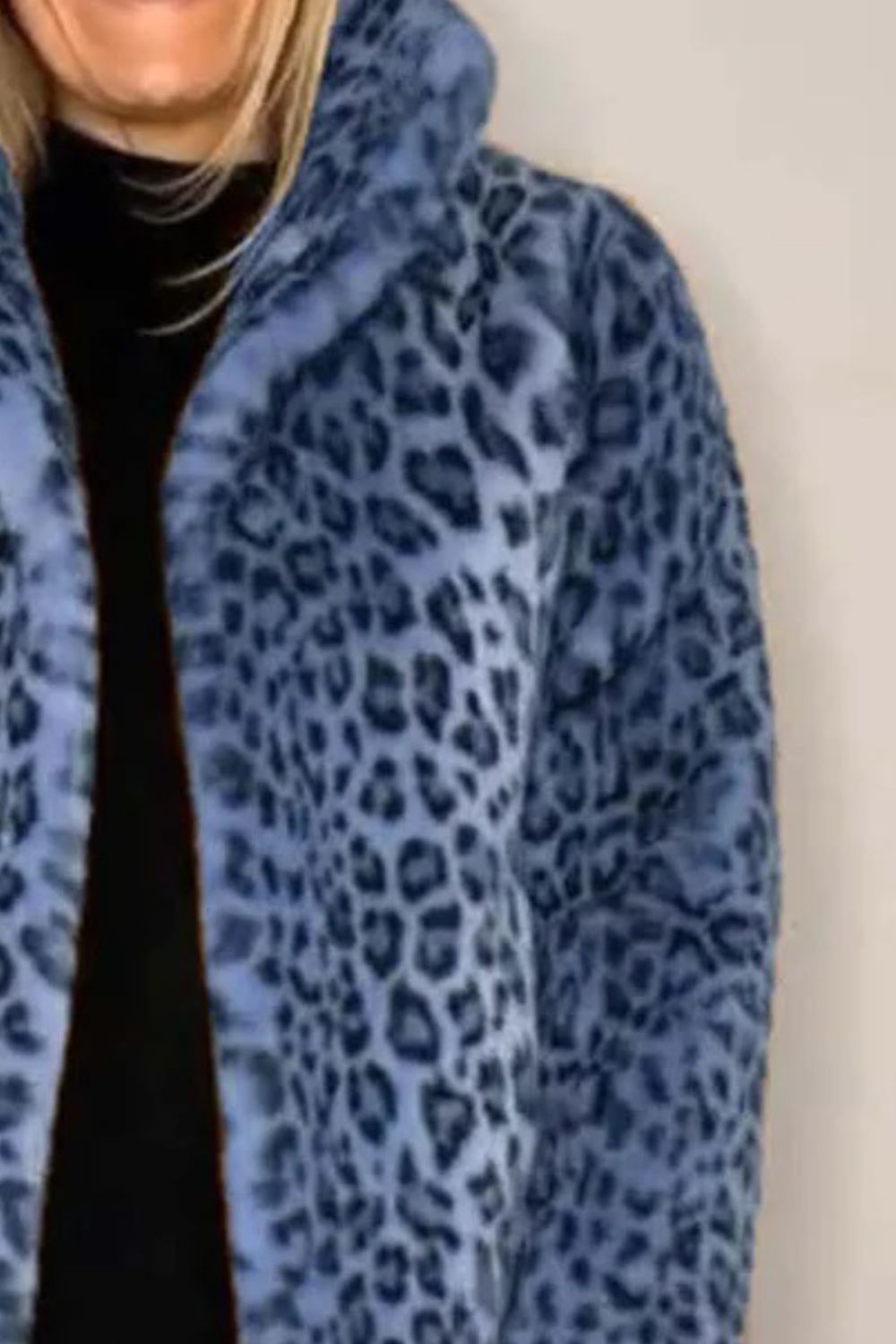 Alessia Full Size Leopard Furry Collared Neck Long Sleeve Coat | 5 Colors