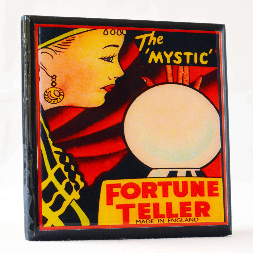 Fortune Telling Coaster Set, vintage fortune teller graphics (view 2)