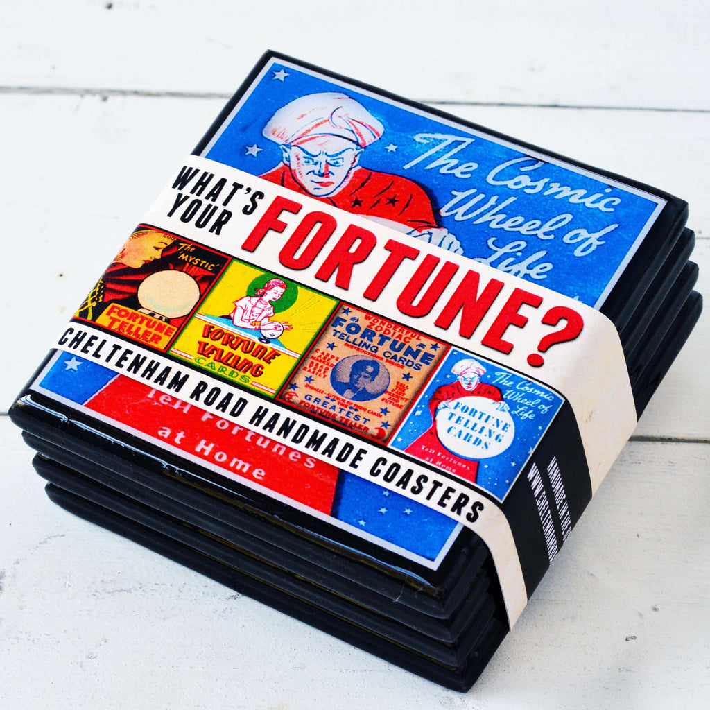 Fortune Telling Coaster Set, vintage fortune teller graphics (view 6)