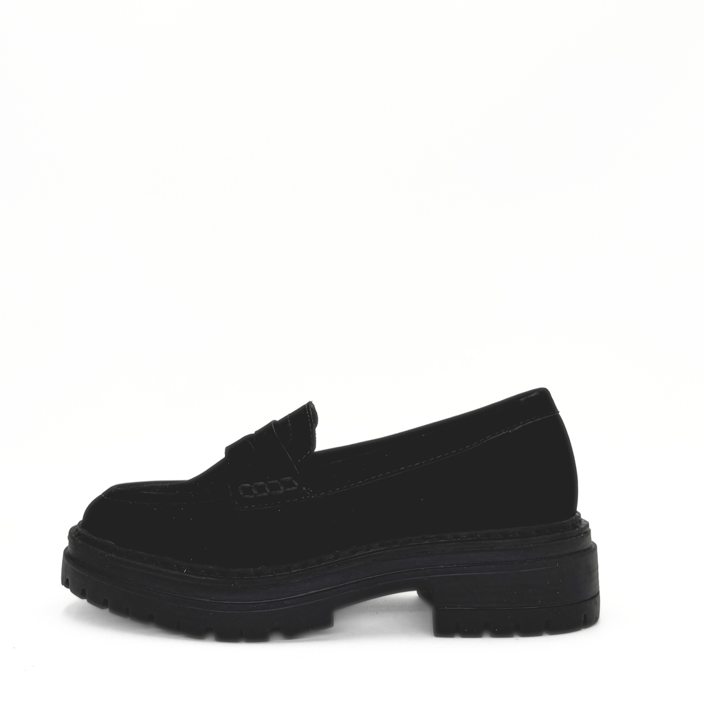 Giana nubuck penny loafer with a lug sole platform