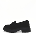 Giana nubuck penny loafer with a lug sole platform