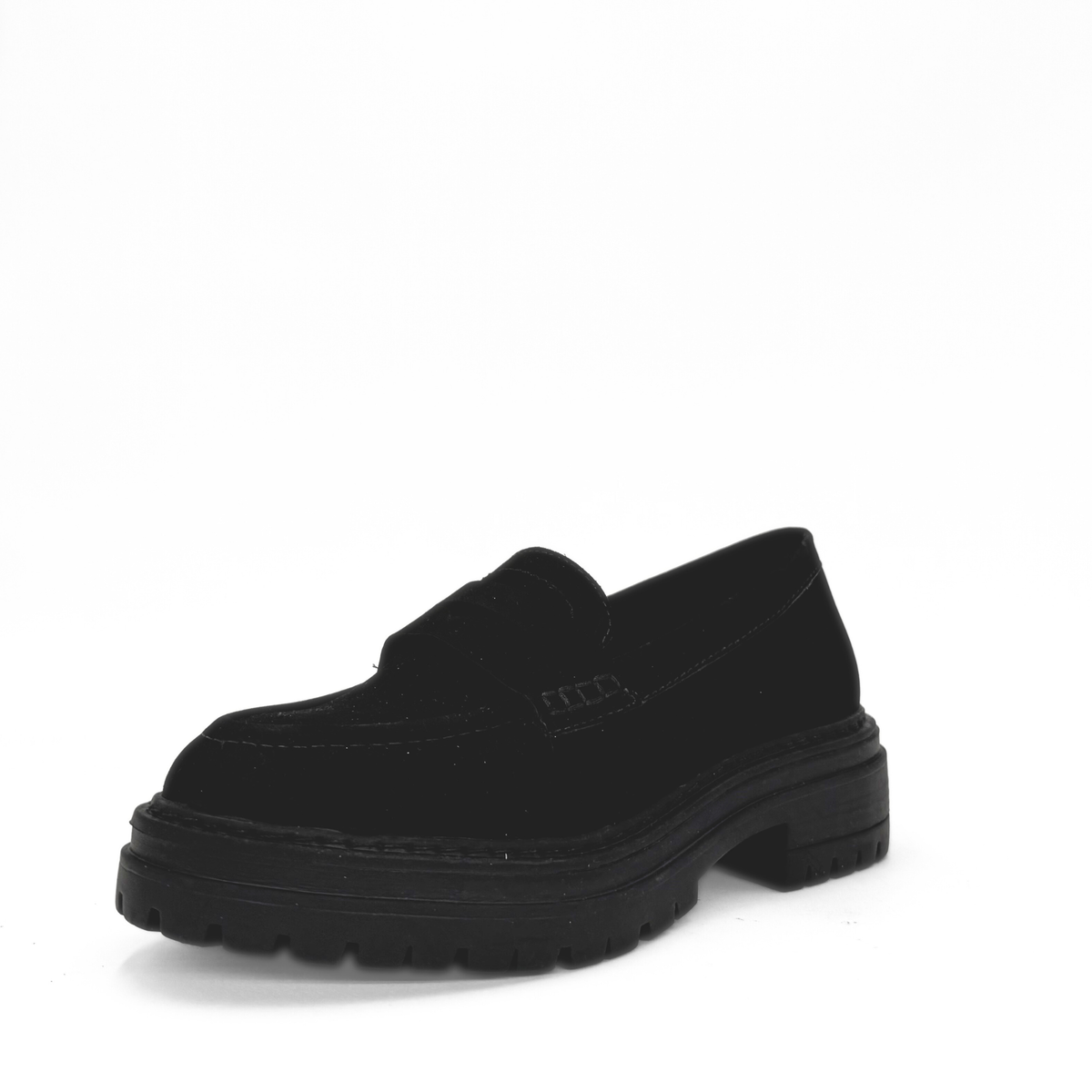 Giana nubuck penny loafer with a lug sole platform