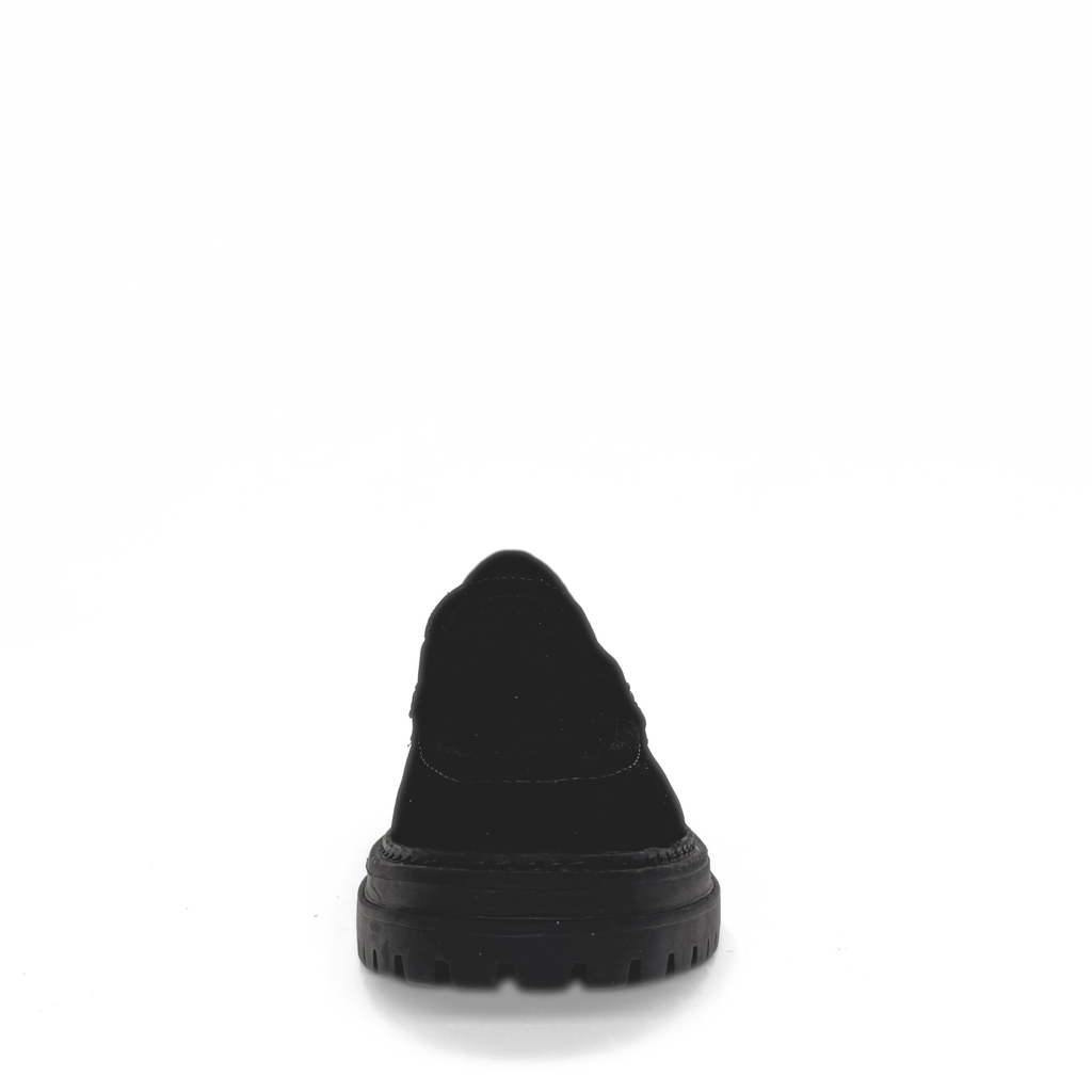 Giana nubuck penny loafer with a lug sole platform