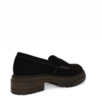 Giana nubuck penny loafer with a lug sole platform