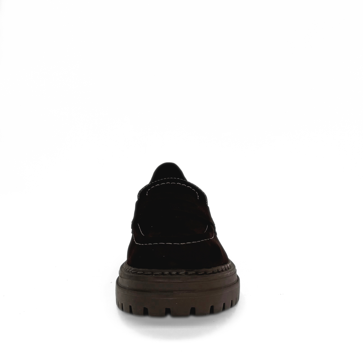Giana nubuck penny loafer with a lug sole platform
