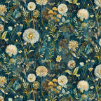 Dandelions Greta Dress, a green floral 1950s swing dress with a surplice neckline