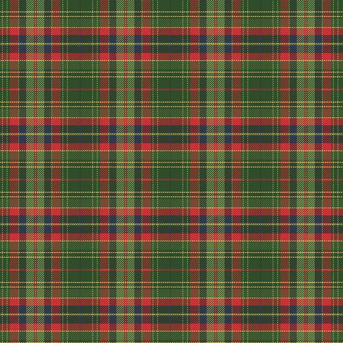 Green Plaid Greta Dress, a green and red plaid 1950s swing dress with a surplice neckline