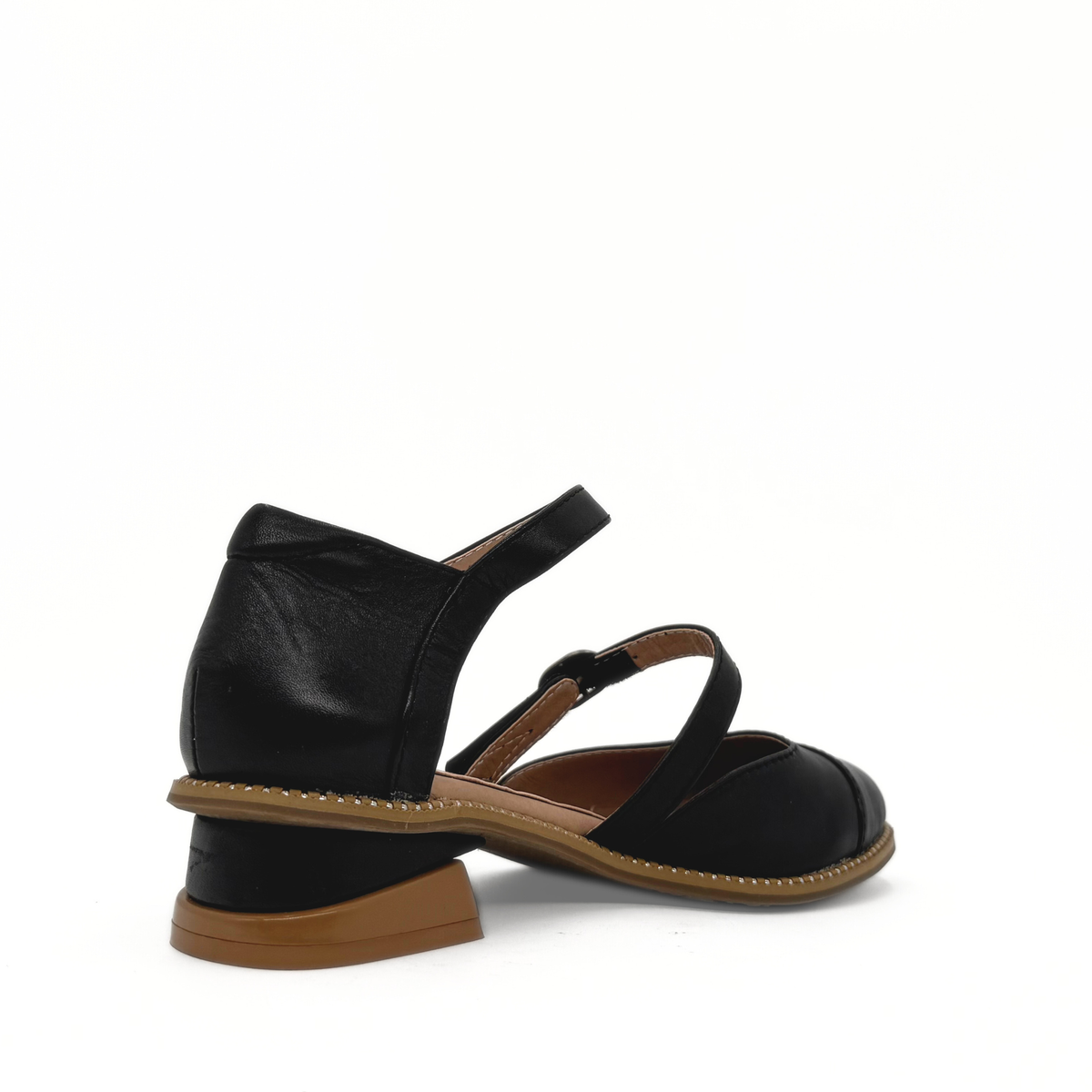 Guardian double-buckle Mary Jane flat in black with a low heel