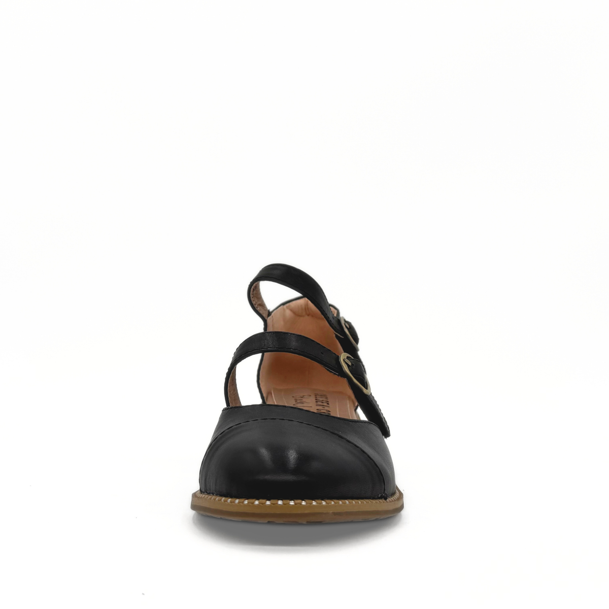 Guardian double-buckle Mary Jane flat in black with a low heel