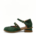 Guardian double-buckle Mary Jane flat in green with a low heel