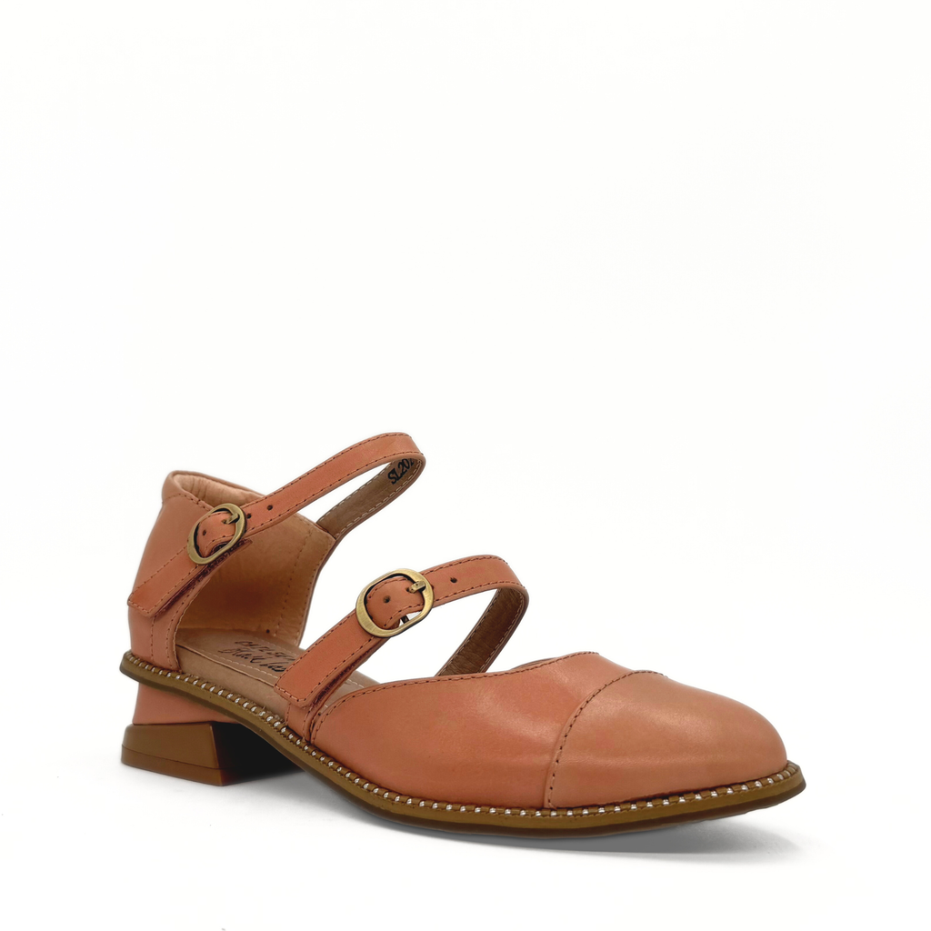 Guardian double-buckle Mary Jane flat in pink with a low heel