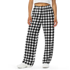 Hattie wide-leg lounge pants in black gingham, waist to toe on model