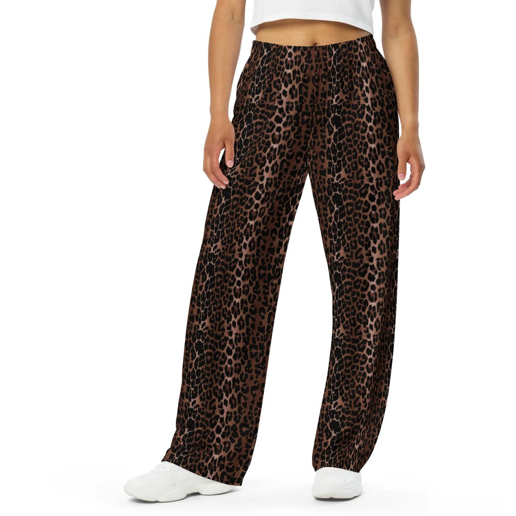Hattie wide-leg lounge pants in OG leopard print, waist to toe on model