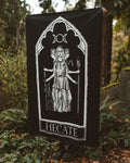 Hecate Oracle Wall Tapestry, black and white goddess art
