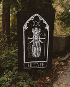 Hecate Oracle Wall Tapestry, black and white goddess art