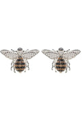Honey Bee stud earrings in sterling silver with a bee charm and sparkling zircons, by Pinup Girl Clothing