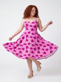 Amalie Daytime Swing Dress in Bee Floral Pink
