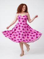 Amalie Daytime Swing Dress in Bee Floral Pink