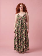 Amalie Daytime Maxi Gown in Green Caledonia Bella Roses
