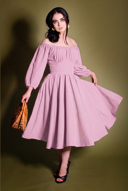 Marie-Therese Peasant Dress in Pinup Girl Pink