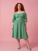 Marie-Therese Peasant Dress in Mint