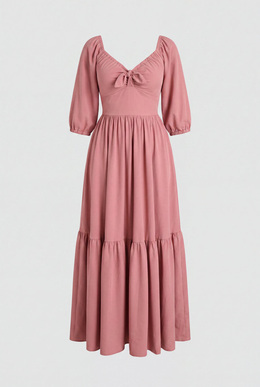 Molly Cottage 70s Maxi Gown in Mulberry Pink
